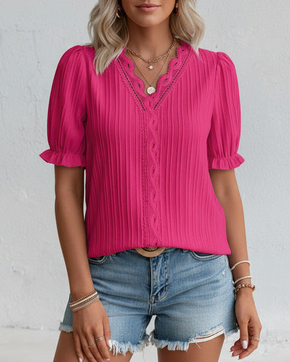 Fiona | Women’s Elegant Lace V-Neck Blouse