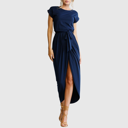 Brielle | Women’s Casual Belted Tulip Hem Midi Dress