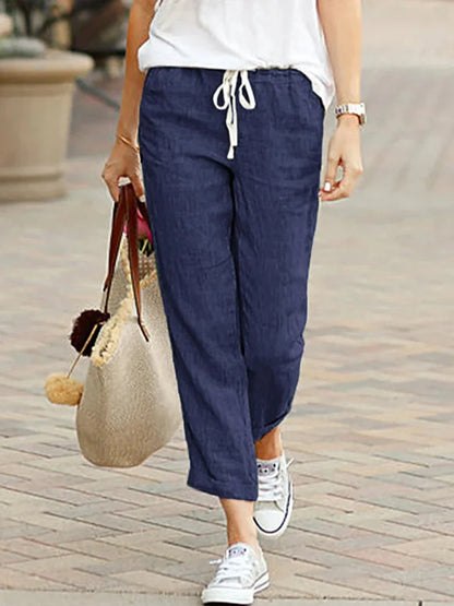Selma | Women’s Elegant Cropped Linen Trousers with Relaxed Summer Fit