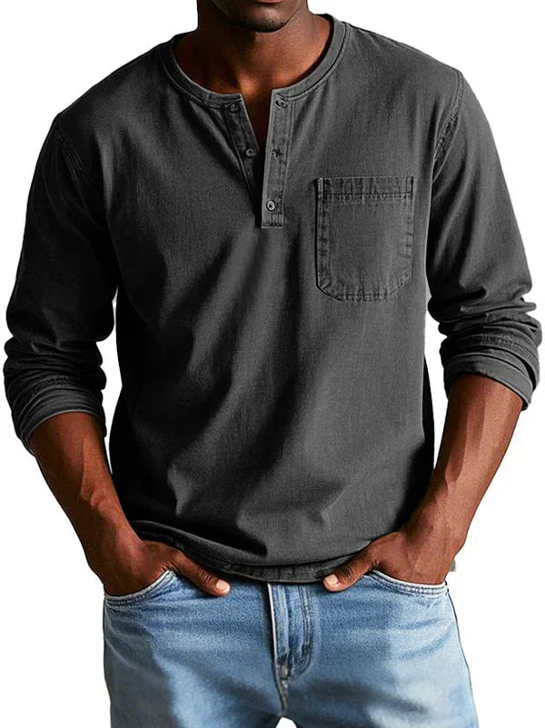 Weston | Men’s Casual Long Sleeve Button Neck Shirt