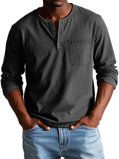 Weston | Men’s Casual Long Sleeve Button Neck Shirt