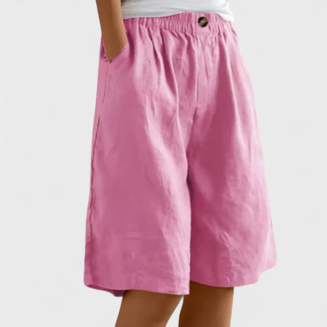 Avelyn | Women’s Elegant Linen Wide Leg Shorts