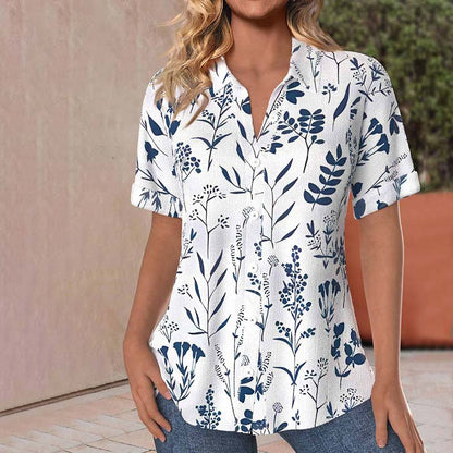 Felicity | Women’s Relaxed Leaf Print Short-Sleeve Blouse