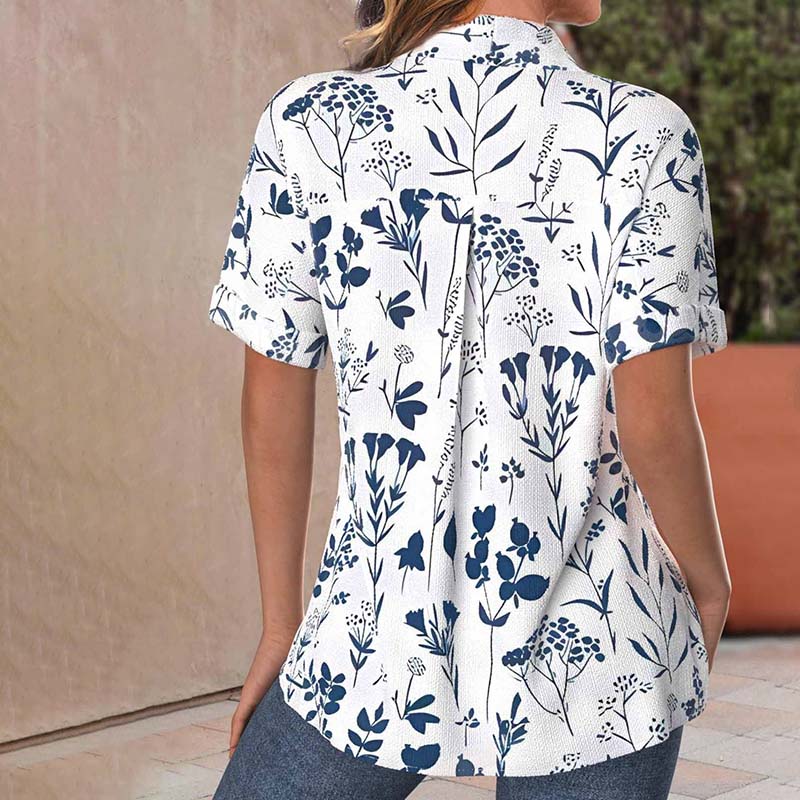 Felicity | Women’s Relaxed Leaf Print Short-Sleeve Blouse