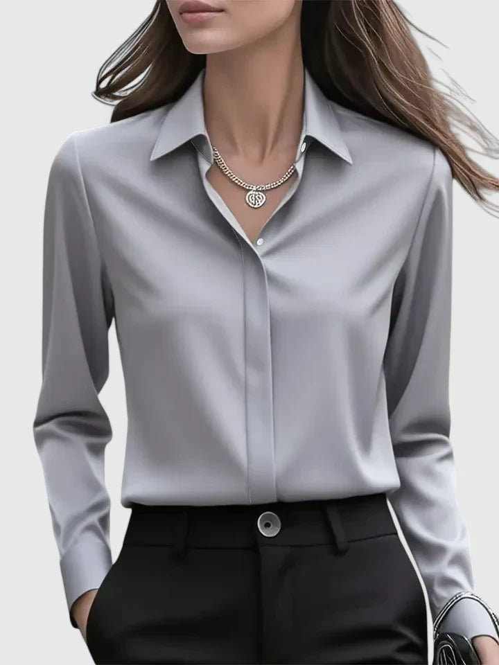 Celeste | Women’s Elegant Satin Long Sleeve Blouse