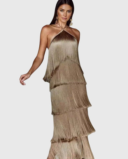 Christelle | Women’s Halter Fringe Tassel Party Dress
