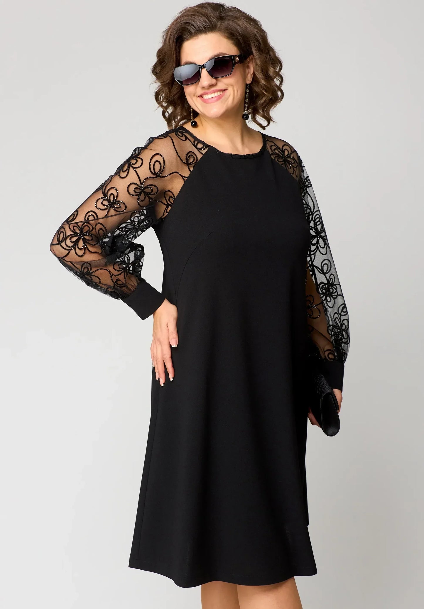 Delaney | Women’s Elegant Lace Sleeve Midi Dress