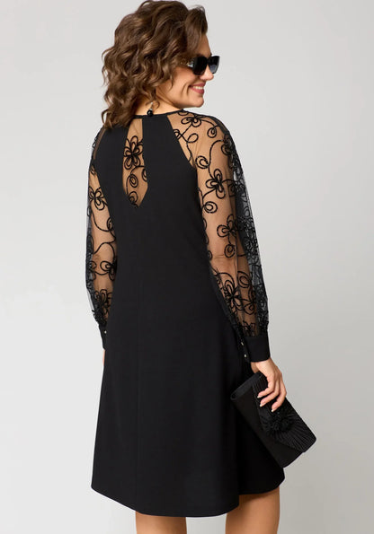 Delaney | Women’s Elegant Lace Sleeve Midi Dress