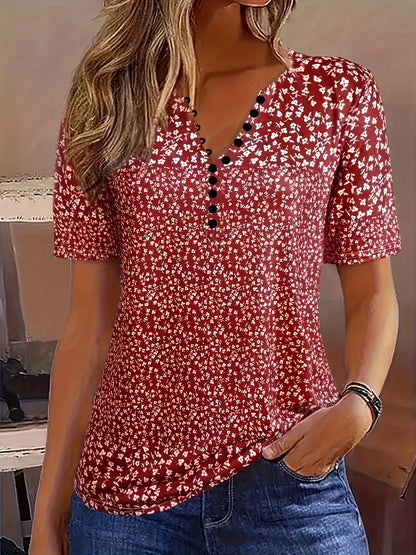 Daphne | Women’s Casual Printed Short Sleeve Blouse