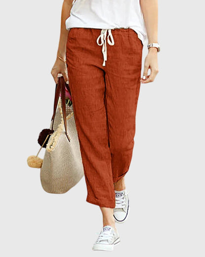Merrin | Women’s Drawstring Cropped Linen Pants