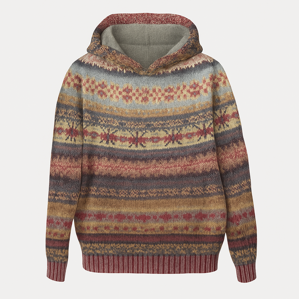 Claire | Women’s Patterned Knit Hooded Jumper