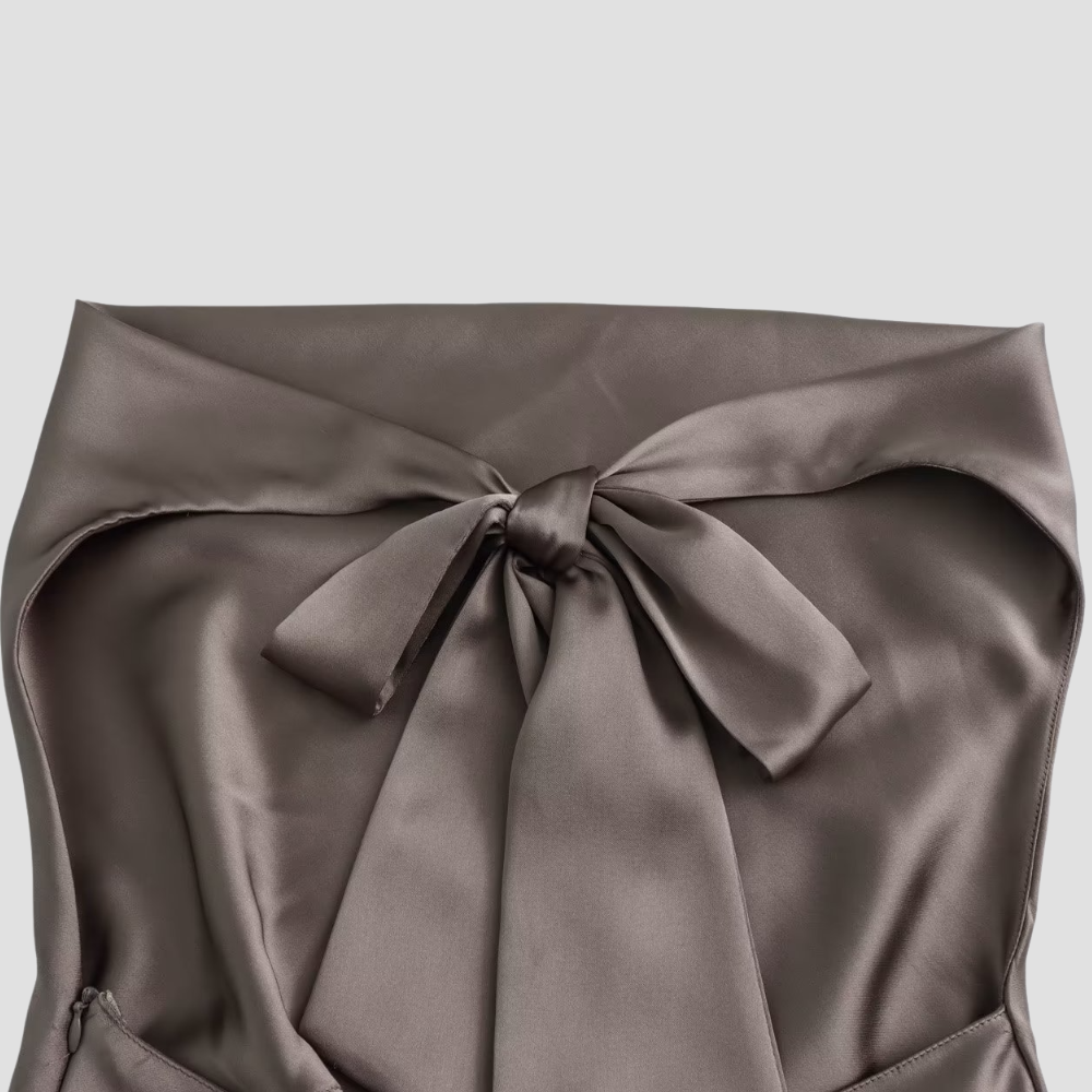 Celine | Women’s Halter Back Tie Draped Satin Tank