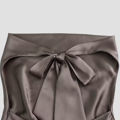 Celine | Women’s Halter Back Tie Draped Satin Tank