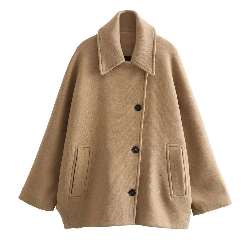 Margot | Women’s Oversized Blend Coat with Classic Lapel Collar