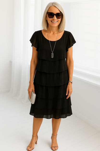 Rowella | Women’s Short-Sleeve Layered Spring Midi Dress