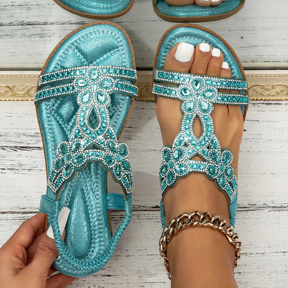 Janelle | Women’s Spring Floral Embellished Flat Sandals