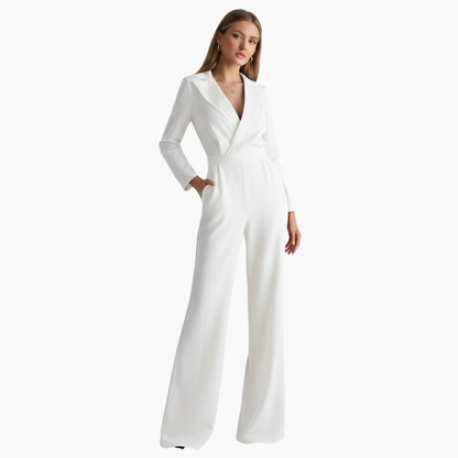 Vivienne | Women’s Long Sleeve Collared Wide-Leg Jumpsuit
