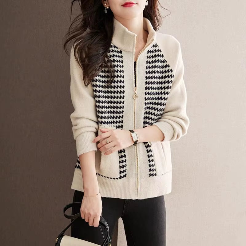Miranda | Women’s Zip-Up Knit Jacket with Textured Panels