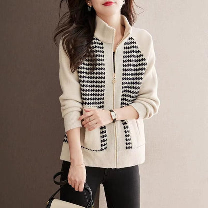 Miranda | Women’s Zip-Up Knit Jacket with Textured Panels