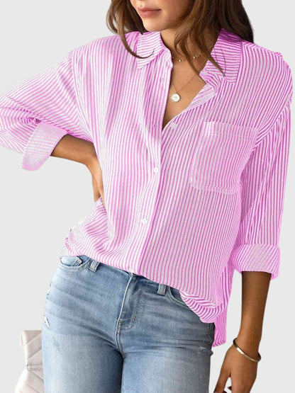 Ariana | Women’s Striped Tie Front Button-Up Shirt