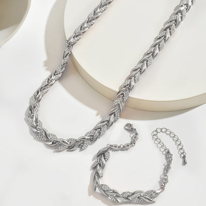 Aubrielle | Women’s Elegant Rhinestone Necklace Bracelet Set