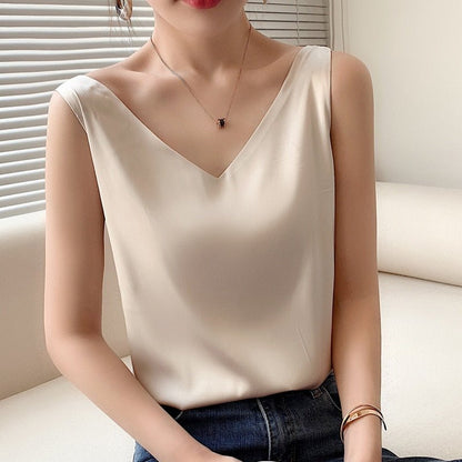 Violetta | Women’s Classic Relaxed Fit Draped Satin Tank