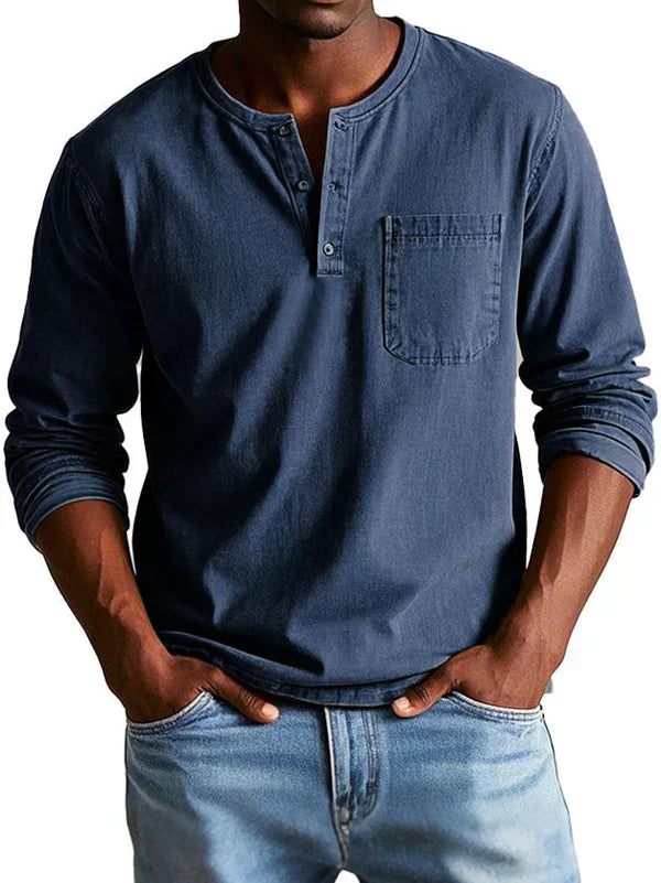 Weston | Men’s Casual Long Sleeve Button Neck Shirt