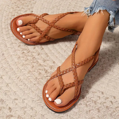 Dahlia | Women’s Comfortable Flat Sandals with Crisscross Straps