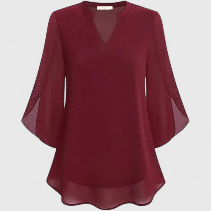 Camryn | Women’s Sophisticated Chiffon V-Neck Blouse