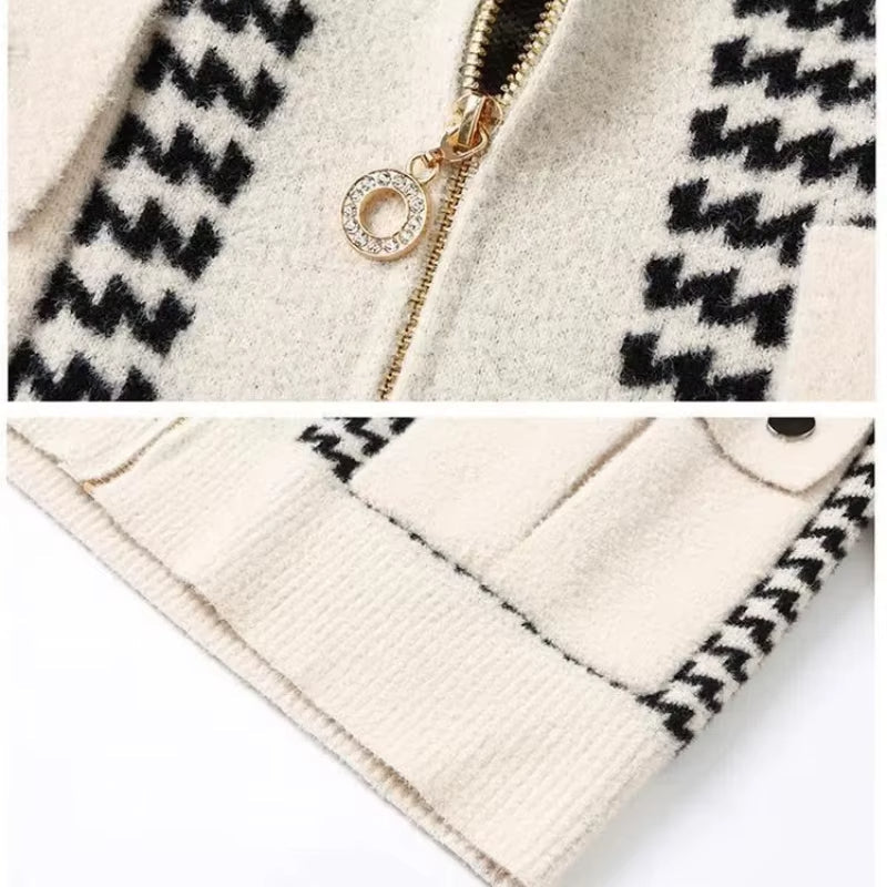 Miranda | Women’s Zip-Up Knit Jacket with Textured Panels