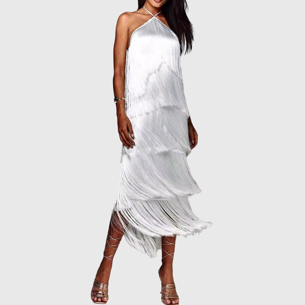 Christelle | Women’s Halter Fringe Tassel Party Dress
