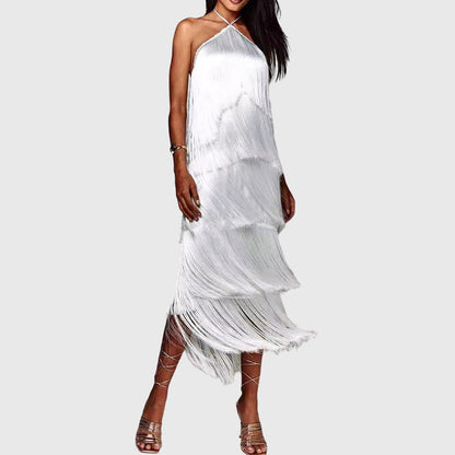 Christelle | Women’s Halter Fringe Tassel Party Dress