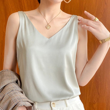Violetta | Women’s Classic Relaxed Fit Draped Satin Tank