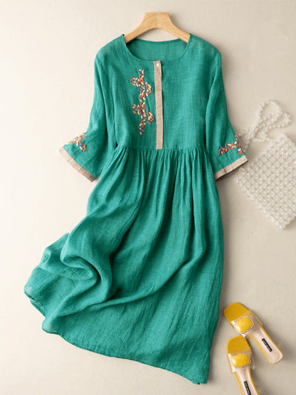 Amara | Women’s Summer Embroidered Ethnic Midi Dress