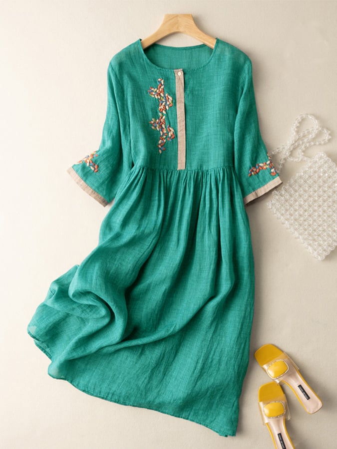 Zaylani | Women’s Summer Embroidered Ethnic Midi Dress