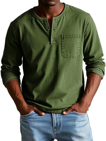Weston | Men’s Casual Long Sleeve Button Neck Shirt