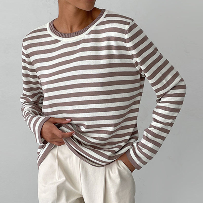 Nora | Women’s Striped Crew Neck Long-Sleeve Top