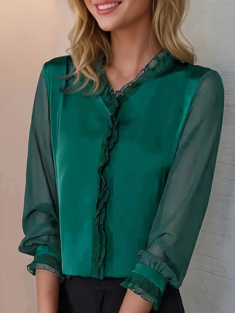 Noelle | Women’s Elegant Long Sleeve Ruffle Blouse