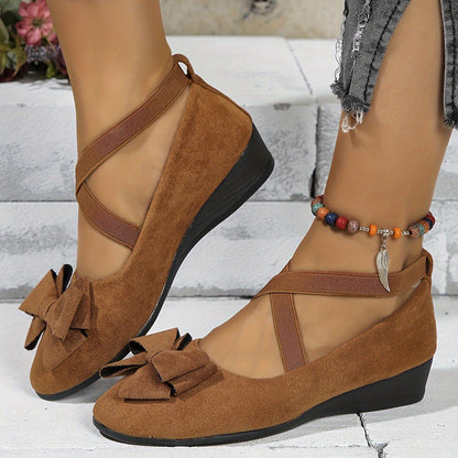 Elowen | Women’s Sophisticated Bow Detail Wedge Loafers