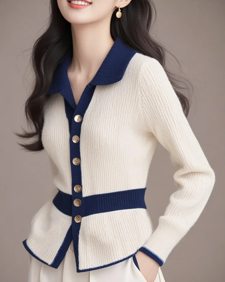 Vanessa | Women’s Contrast Knit Cardigan