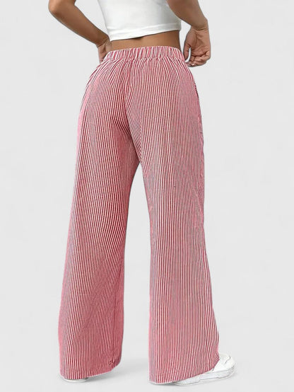 Sarah | Women’s Striped Wide Leg Linen Pants