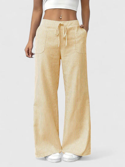 Sarah | Women’s Striped Wide Leg Linen Pants