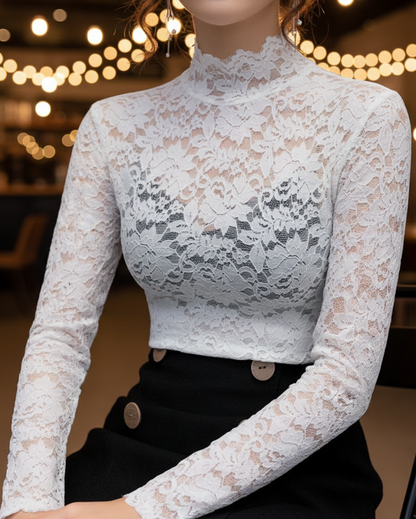 Vicky | Women’s Spring Lace High-Neck Blouse
