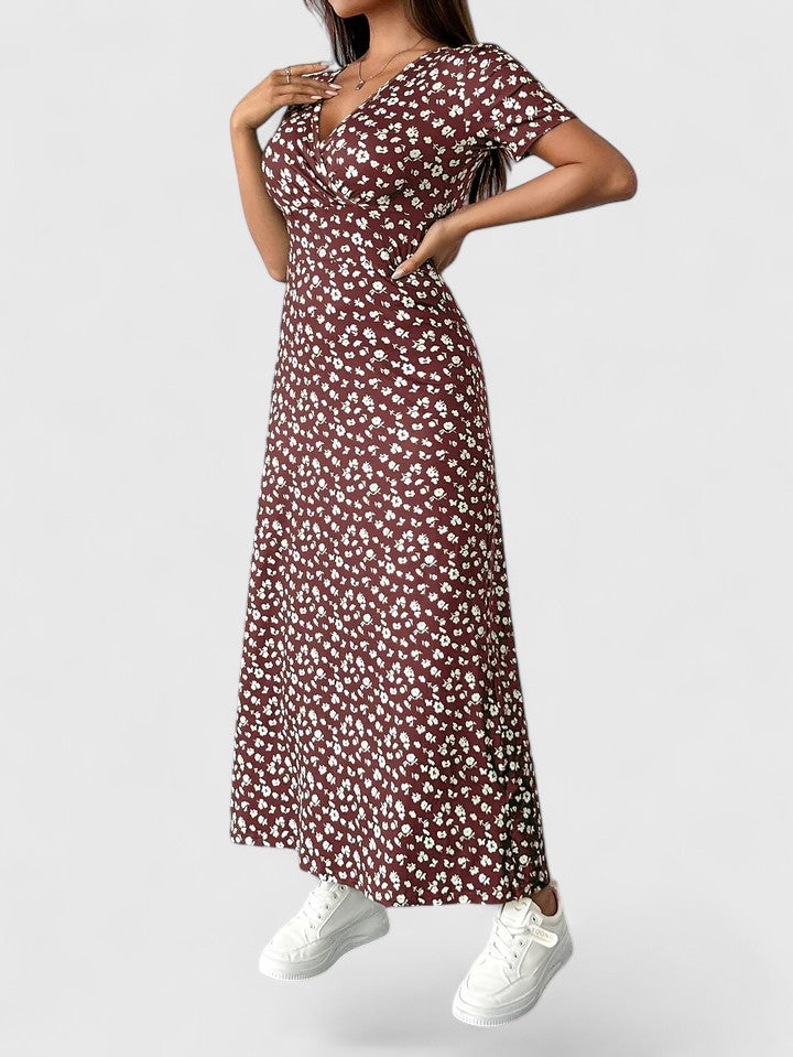 Annalise | Women’s Floral Flutter Sleeve Maxi Dress