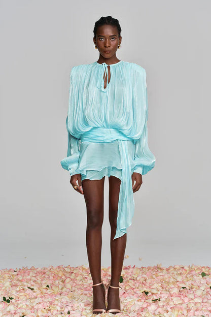 Tinsley | Women’s Ruffle Mini Dress with Statement Sleeves