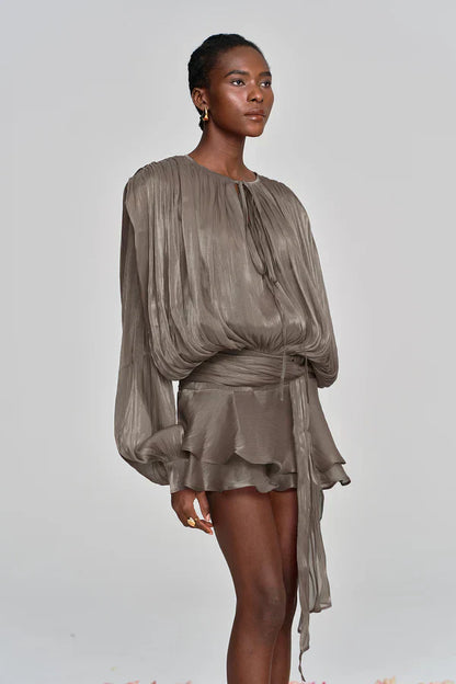 Tinsley | Women’s Ruffle Mini Dress with Statement Sleeves