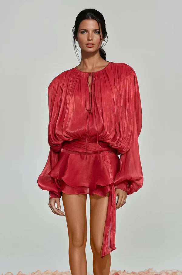 Tinsley | Women’s Ruffle Mini Dress with Statement Sleeves