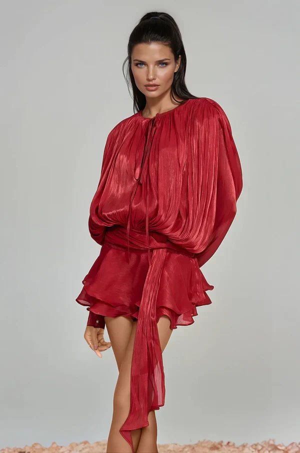 Tinsley | Women’s Ruffle Mini Dress with Statement Sleeves