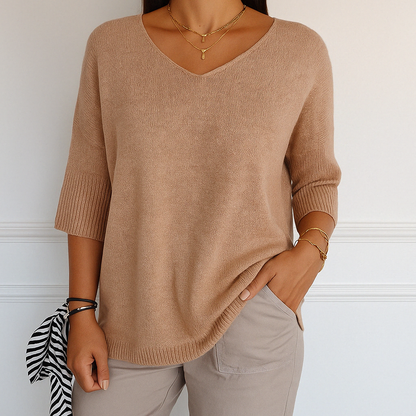 Coraline | Women’s V-Neck Short Sleeve Knit Pullover