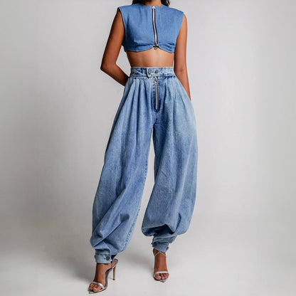 Eudora | Women’s High-Waist Balloon Denim Jeans